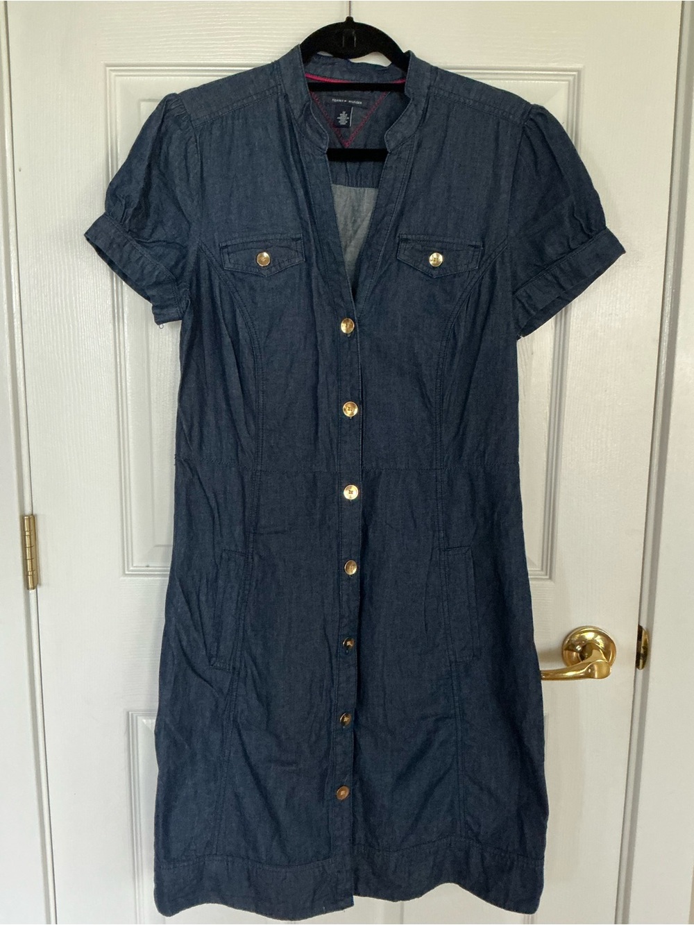 Tommy Hilfiger Dark Navy Short-Sleeve Button Midi Dress